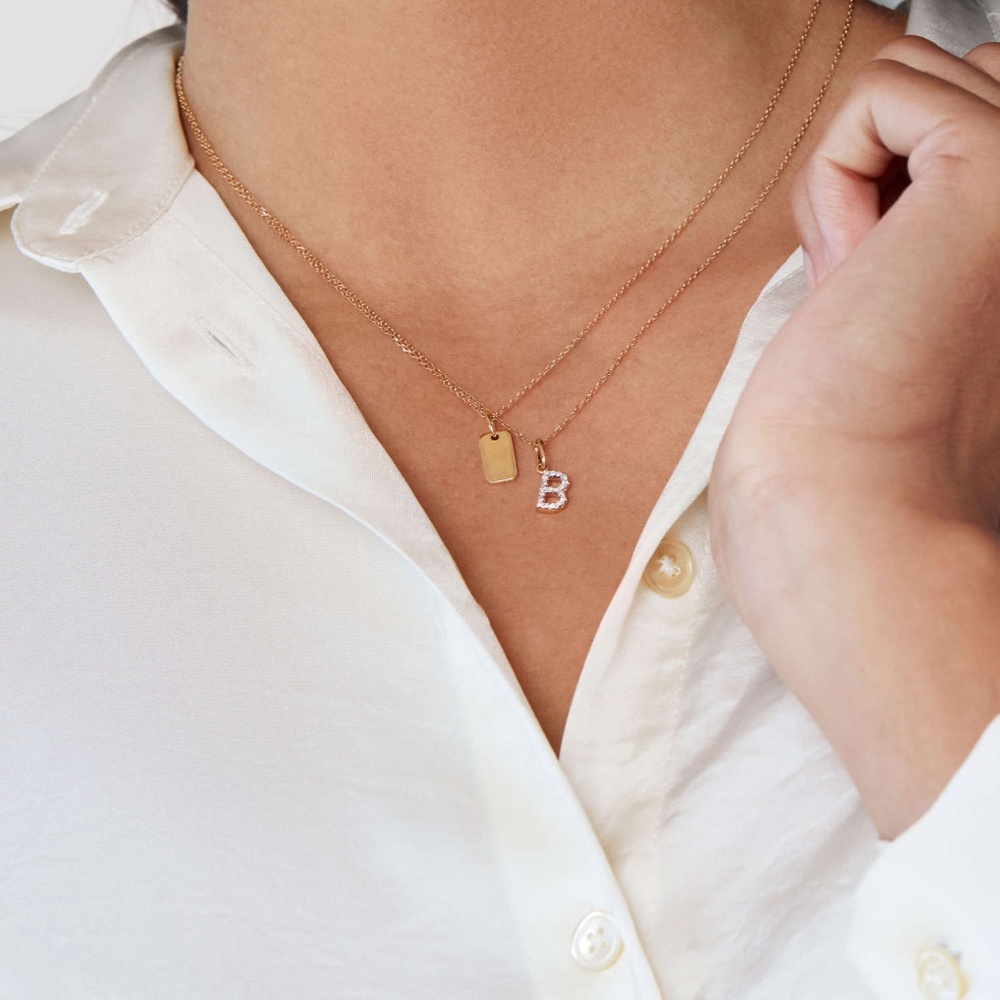 Mejuri B diamond pendant